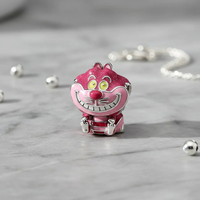 Charm Pandora Colgante Gato Cheshire Rosa Disney