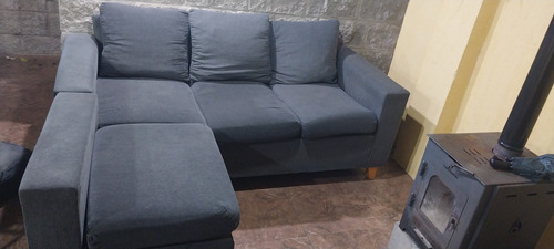 Sofa 3 Cuerpos  Con Camastro Gris Topo