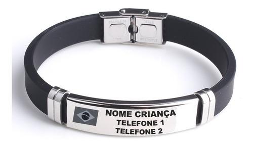 Pulseira Identificação Criança Nome E Telefone Gravado