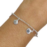 Pulsera Rolito Con Dijes Caracol Laminado De Plata Ps 276-20