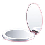 Nohle Espejo De Maquillaje Compacto Usb Con Luz 2x Rosado