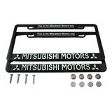 Porta Placas Mitsubishi Reflejante Cubre Pijas Kit