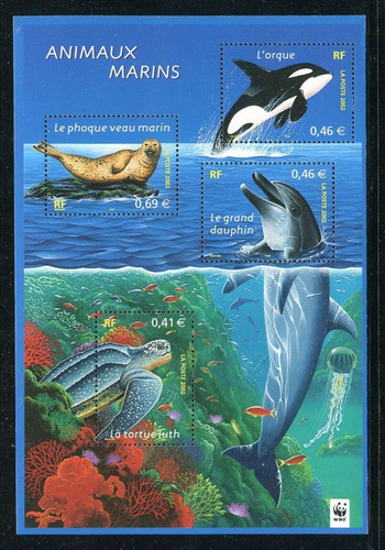 2002 Wwf Fauna- Animales Marinos- Francia (bloque) Mint