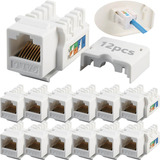 12pzs Conector Jack Rj45 Cat 6/5 Probado Cable Plug Rojo Utp