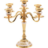 Fasmov Candelabro De 5 Brazos, Candelabros De Metal Dorado P