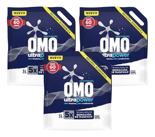 Omo Detergente Liquido Matic Doypack 3 X 3 L