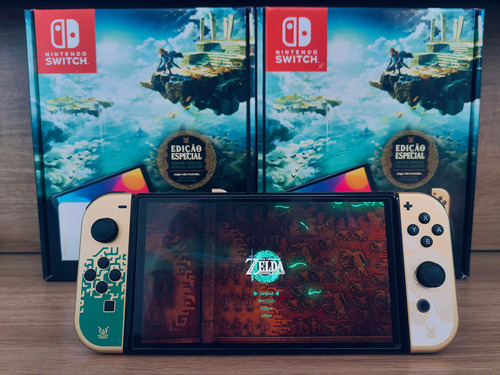 Nintendo Switch Oled Edição Especial Zelda Novo Desbloqueado Mais 40 Jogos 