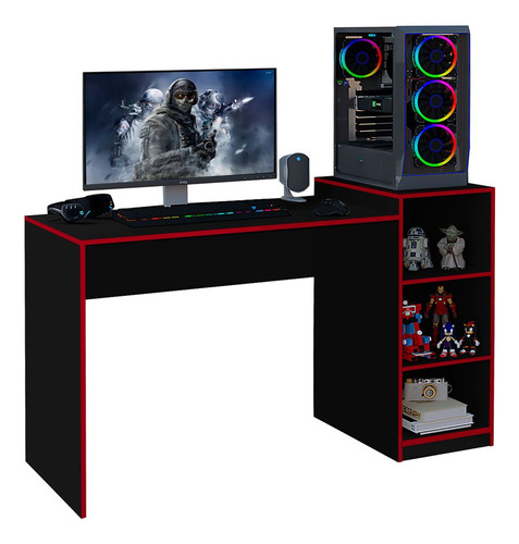 Mesa Gamer Pc Escrivaninha Com Nichos 