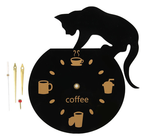 Reloj De Pared Pequeo Cocina Café Gato Efecto 3d Durade [u]