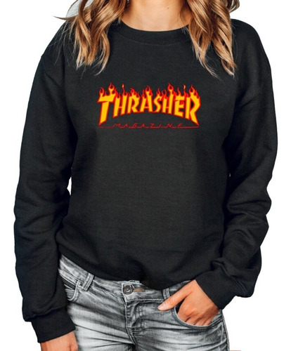 Poleron Sin Capucha Thrasher Magazine Skate Calidad Moda Unisex Full Estampado