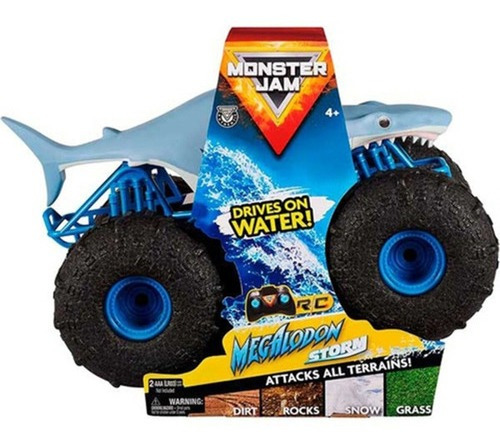 Monster Jam Megalodon Storm A Radio Control Anfibio Celeste