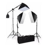 Kit Iluminação Estudio 2 Softbox 2tripés 1girafa Bivolt