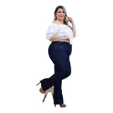 Calça Feminina Flare/jeans/azulao/marinho/46 Ao 56/plus Size