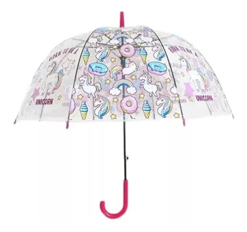 Sombrinha Guarda Chuva Desenho Unicornio Automatico Meninas Cor Transparente