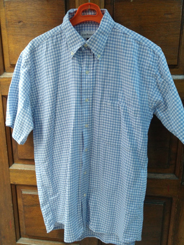 Camisa Cuadrille Blanca Y Celeste Retro Vintage 