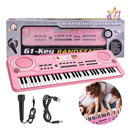 61 Teclados Musicales Teclas Piano Con Microfono Para Niños