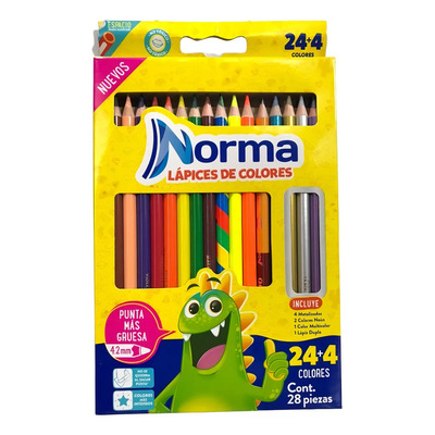 Lápices de Colores Norma 244 Punta Gruesa HB 28 Unidades | MercadoLibre