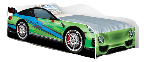 Cama Solteiro C/ Proteção Lateral Porshe Gt Verde