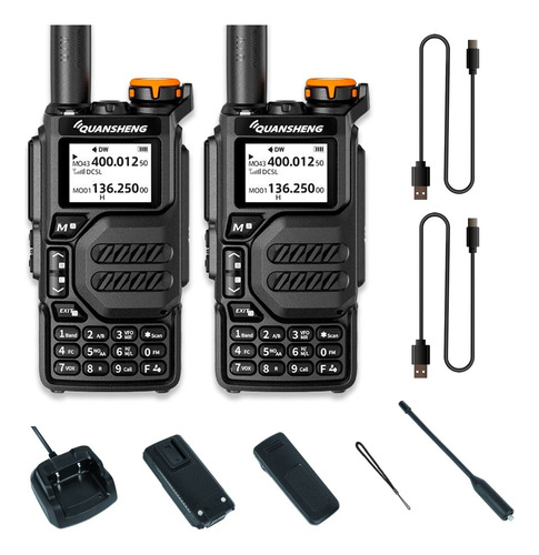 Radios Boquitoquis Ptt 5w Am/fm Uhf/vhf 50-600mhz Usb C Kit2