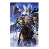 Vinilo 30x45cm Odin Dios Nordico Mitologia Vikingo God M5