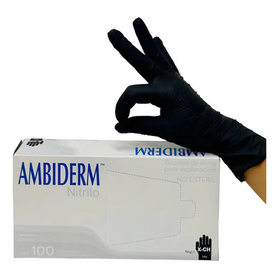 Guantes descartables antideslizantes Ambiderm Soft color negro talle XS de nitrilo x 100 unidades | MercadoLibre