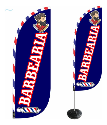 Wind Banner Barbearia Alta Qualidade Kit Completo Dupla Face