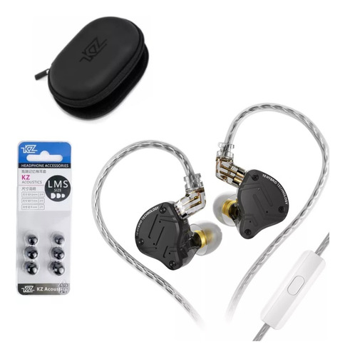 Audífonos Kz Zs10 Pro X Negro Con Mic + Estuche Kz + Gomitas