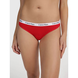 Bikini Rojo Tiro Medio Con Logo Calvin Klein De Mujer