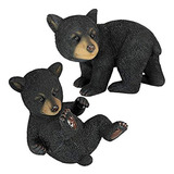 Diseño Toscano Rolypoly Bear Cub Statue Set De 2