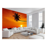 Papel De Parede 3d Paisagem Por Do Sol Mar Praia 4m² Pds34