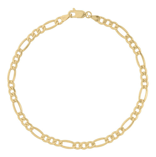 Pulsera Pulso Esclava Oro 14k Figaro 21cm 4.4mm Italy