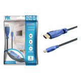 Pix Cabo Micro Hdmi X Hdmi Blindado Pro 2.0 Ethernet 4k 2 Metros 