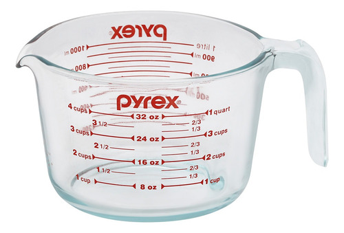 Jarra Medidora Pyrex Basic 14,5 X 10,5 Cm 1l Vidrio Templado