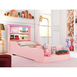 Cama Infantil Casa Menina Princesa Rosa Com Prateleiras