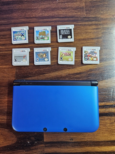 Nintendo 3ds Xl Azul C/cargador + 7 Juegos + Funda Original