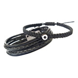 Kit 2 Pulseiras Masculina Couro Shambala Olho Grego Proteção