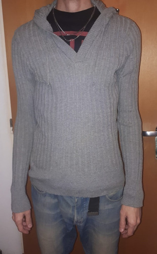 Sweater Tascani Hombre - Con Capucha - Gris Claro - Small 