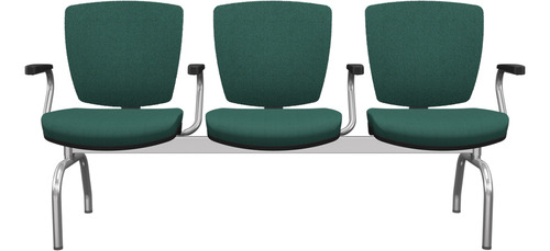 Cadeira Longarina Recepção Cromado Bx Flexi Poliéster Verde