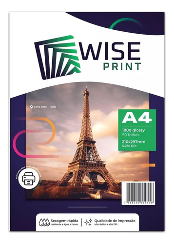 Papel Fotográfico Premium A4 Glossy 180g 500 Folhas Premium