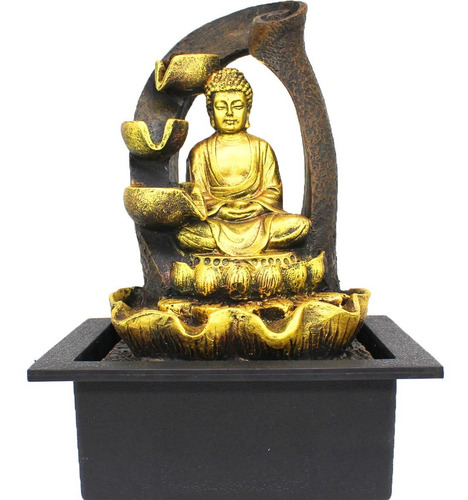 Fonte Decorativa Agua Grande Cascata Feng Shui Buda Luz Led