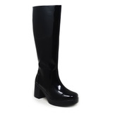 Bota Larga Capa De Ozono 647101 Negro Sintético Dama