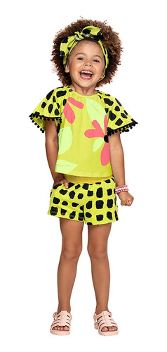 Conjunto Nanai Roup Infantil Femini Girafa Short Verão 1 A 8