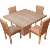 Juego Comedor Mesa Cuadrada Tr 130x130 + 4 Sillas Chenille