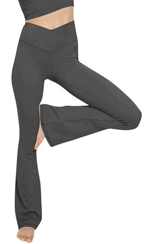 Pantalones Yoga Acampanados Cintura Alta V Casual Athletic 