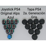 10 Joystick  Azul + 10 Tapas Color Gris Compatible Con Ps4