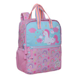 Mochila Fashion Infantil Pepa Unicornio Arcoiris Rosado Head