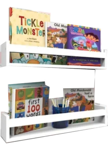 Combo 4 Prateleira Para Livros Revista Montessoriana 60cm Cor Branco