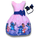 Vestido Infantil Temático Infantil Lilo E Stitch + Tiara