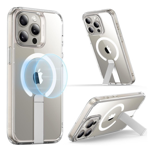 Funda Transparente Delgada Con Soporte Metálico Para iPhone