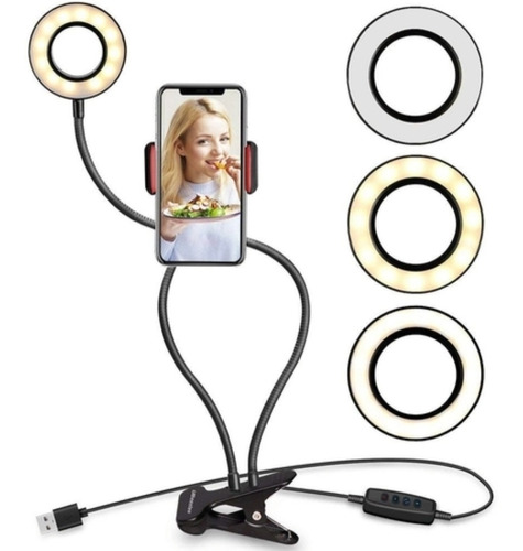 Suporte Celular De Mesa Luminária Ring Light Led Selfie